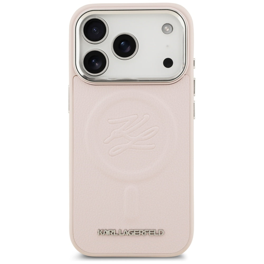 MagSafe Hülle für Apple iPhone 17 Pro, Karl Lagerfeld, Initial & Metal Logo, Rosa