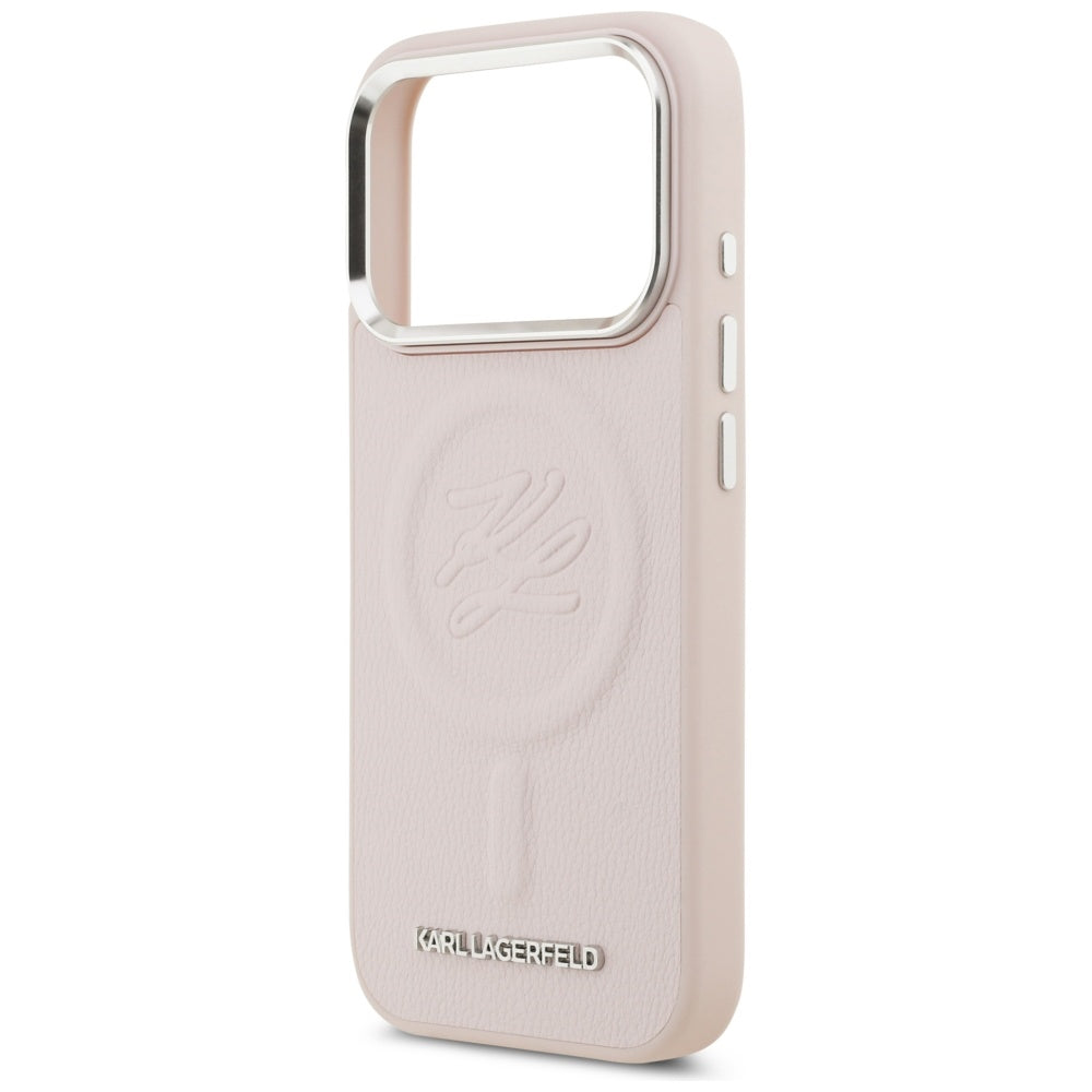 MagSafe Hülle für Apple iPhone 17 Pro, Karl Lagerfeld, Initial & Metal Logo, Rosa