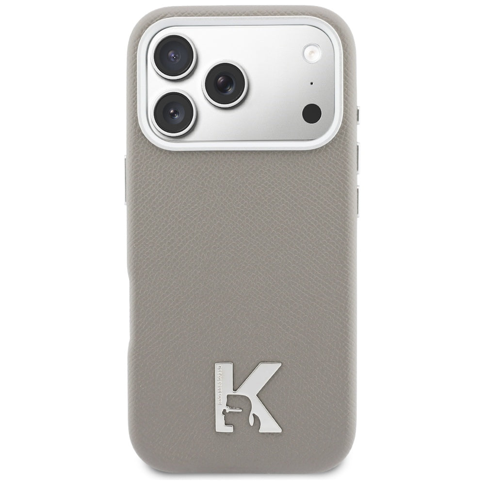 Coque MagSafe pour Apple iPhone 17 Pro, Karl Lagerfeld, Logo Karl Head, Gris