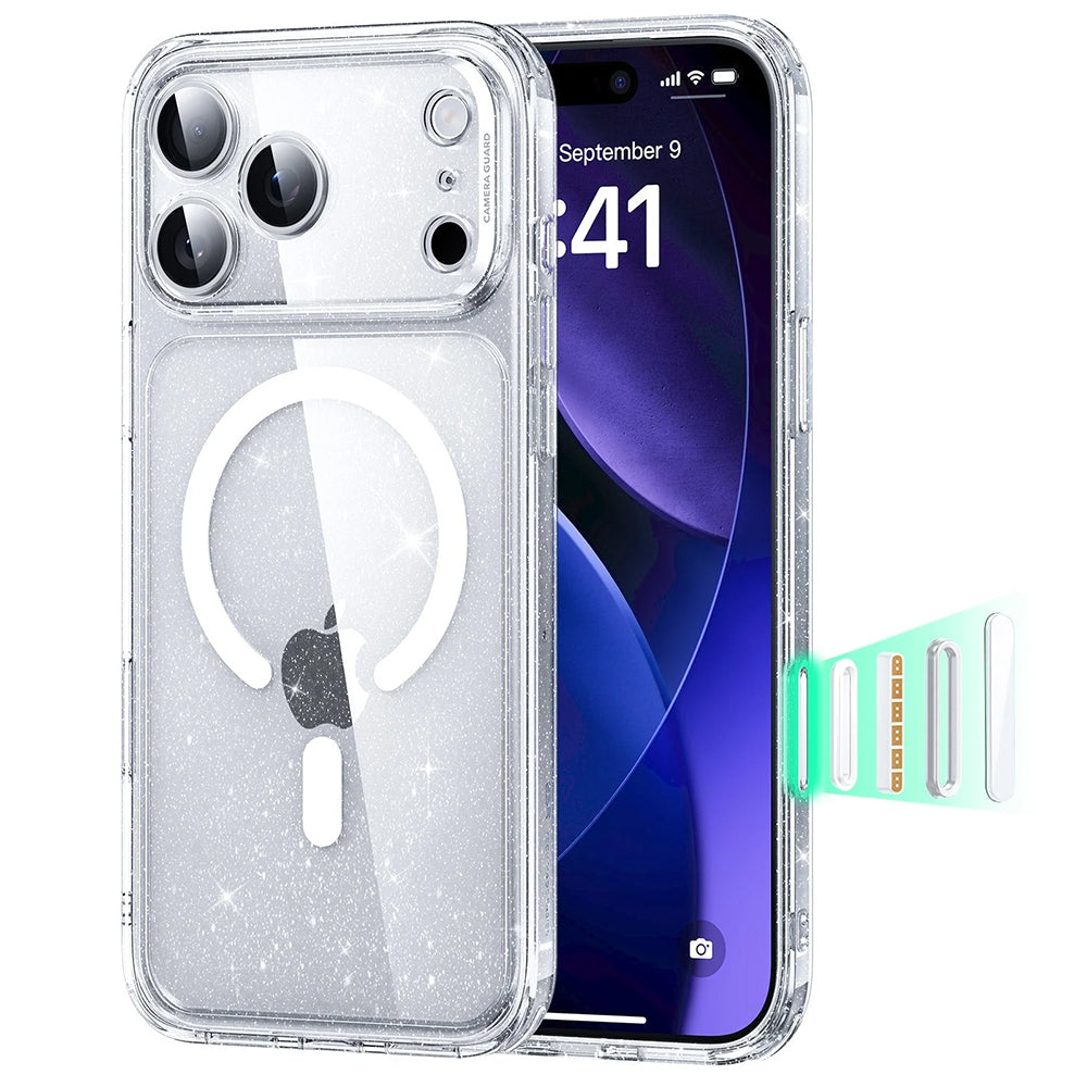 Coque MagSafe pour Apple iPhone 17 Pro Max, ESR, Classic Hybrid Shimmer, Transparente