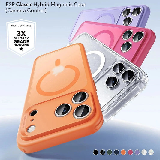Coque MagSafe pour Apple iPhone 17 Pro Max, ESR, Classic Hybrid Slide, Orange Satiné