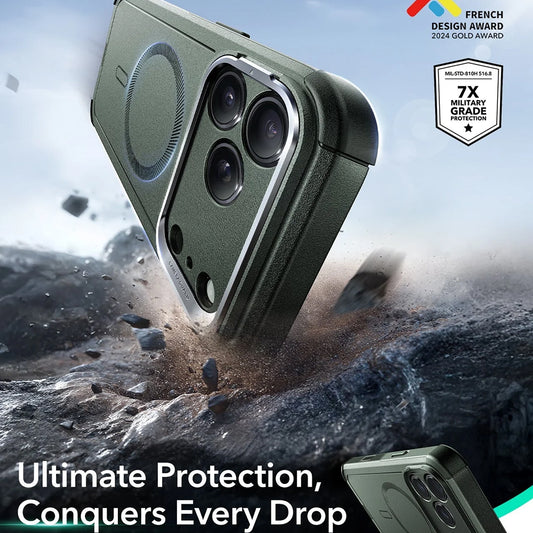MagSafe Hülle für Apple iPhone 17 Pro Max, ESR, Cyber Armor Kickstand, Grün