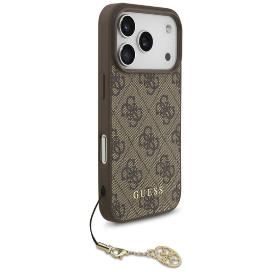 Étui MagSafe pour Apple iPhone 17 Pro Max, Guess, 4G Charm Cradle, Marron