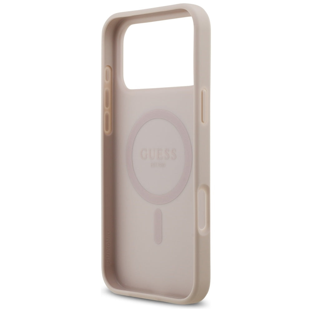 MagSafe Hülle für Apple iPhone 17 Pro Max, Guess, 4G Circle Classic Logo, Rosa