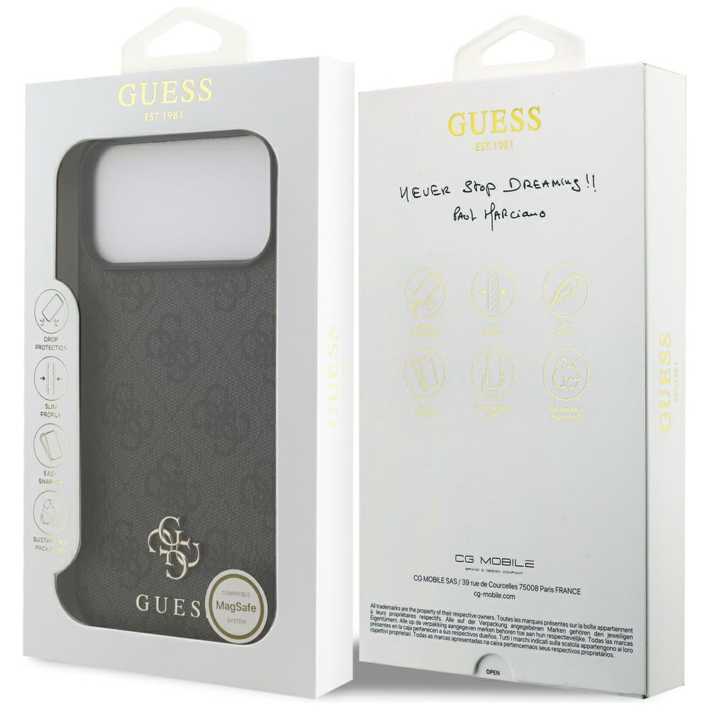 Étui MagSafe pour Apple iPhone 17 Pro Max, Guess, 4G Small and Classic Logo, Noir