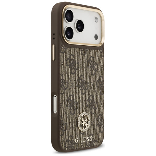 Étui MagSafe pour Apple iPhone 17 Pro Max, Guess, Logo Strass 4G, Marron