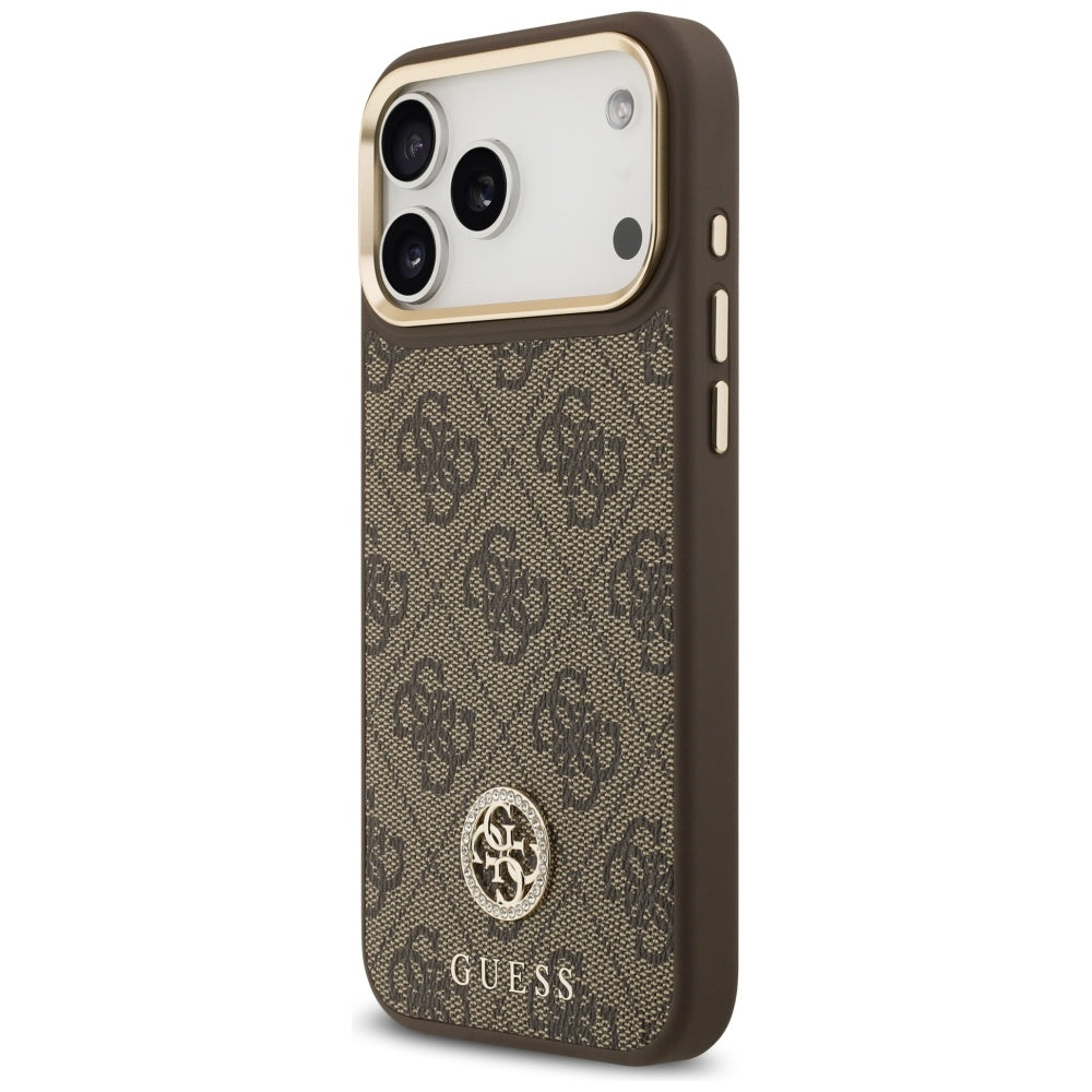 MagSafe Case for Apple iPhone 17 Pro Max, Guess, 4G Strass Logo, Brown