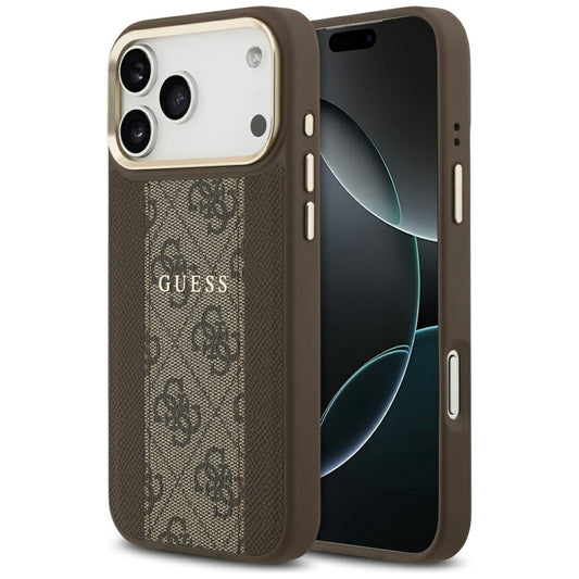 Housse MagSafe pour Apple iPhone 17 Pro Max, Guess, 4G Stripe, Marron