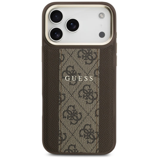 Housse MagSafe pour Apple iPhone 17 Pro Max, Guess, 4G Stripe, Marron