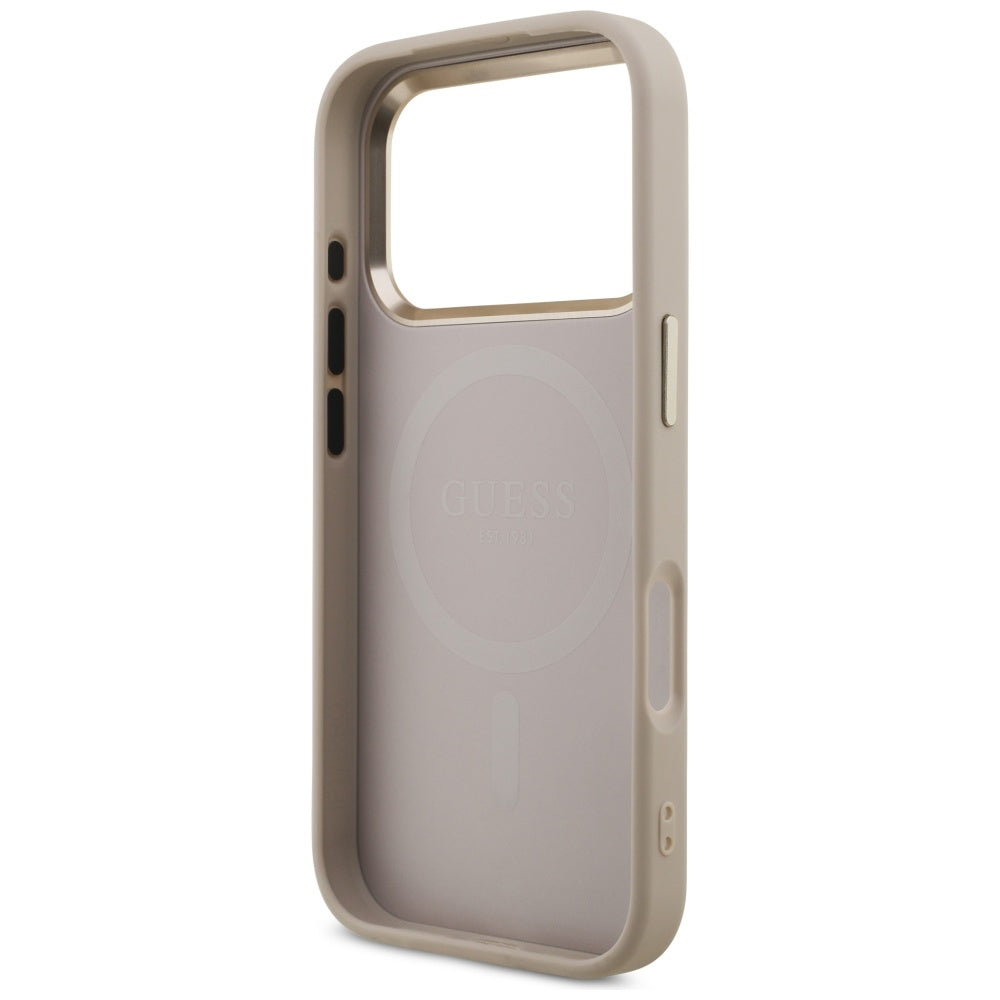 MagSafe Case for Apple iPhone 17 Pro Max, Guess, 4G Triangle Logo, Golden Pink