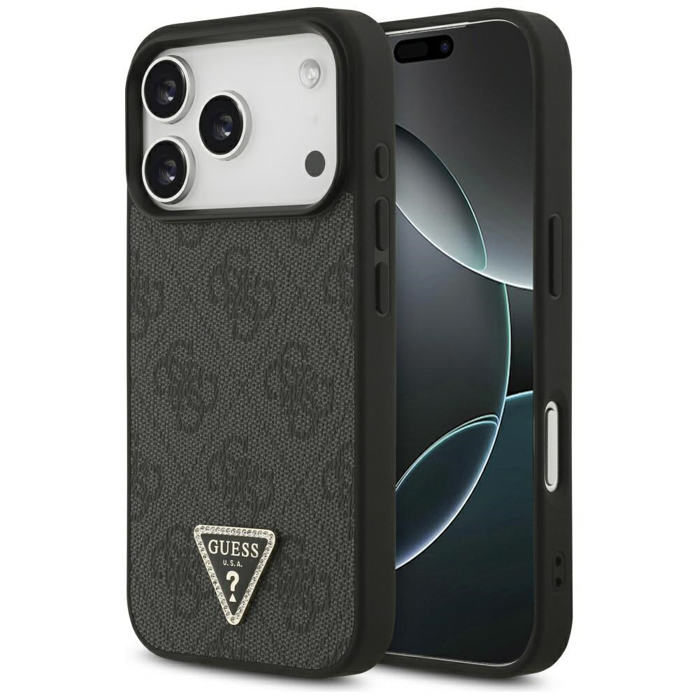 Étui MagSafe pour Apple iPhone 17 Pro Max, Guess, 4G Triangle Strass, Noir