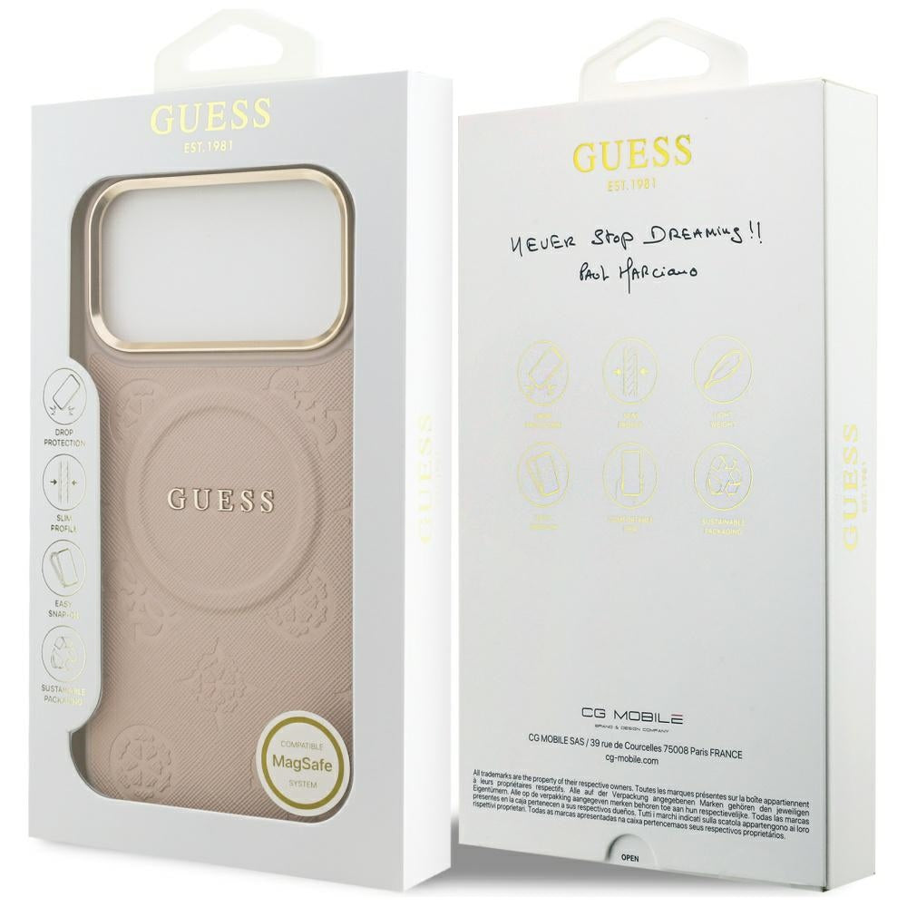 MagSafe Case for Apple iPhone 17 Pro Max, Guess, Peony Hot Stamp, Pink