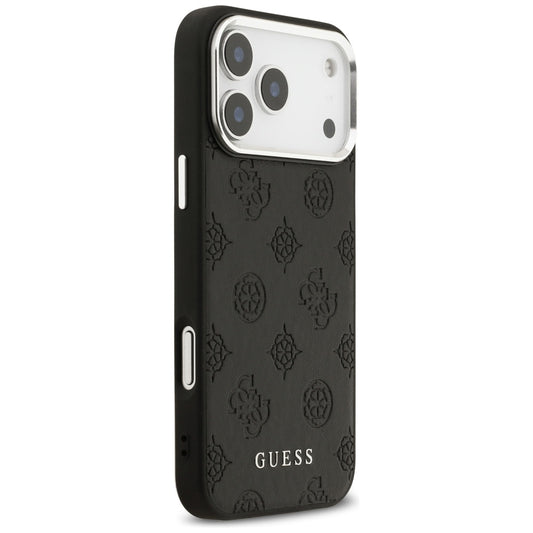 Coque MagSafe pour Apple iPhone 17 Pro Max, Guess, Peony Hot Stamp Script, Noire