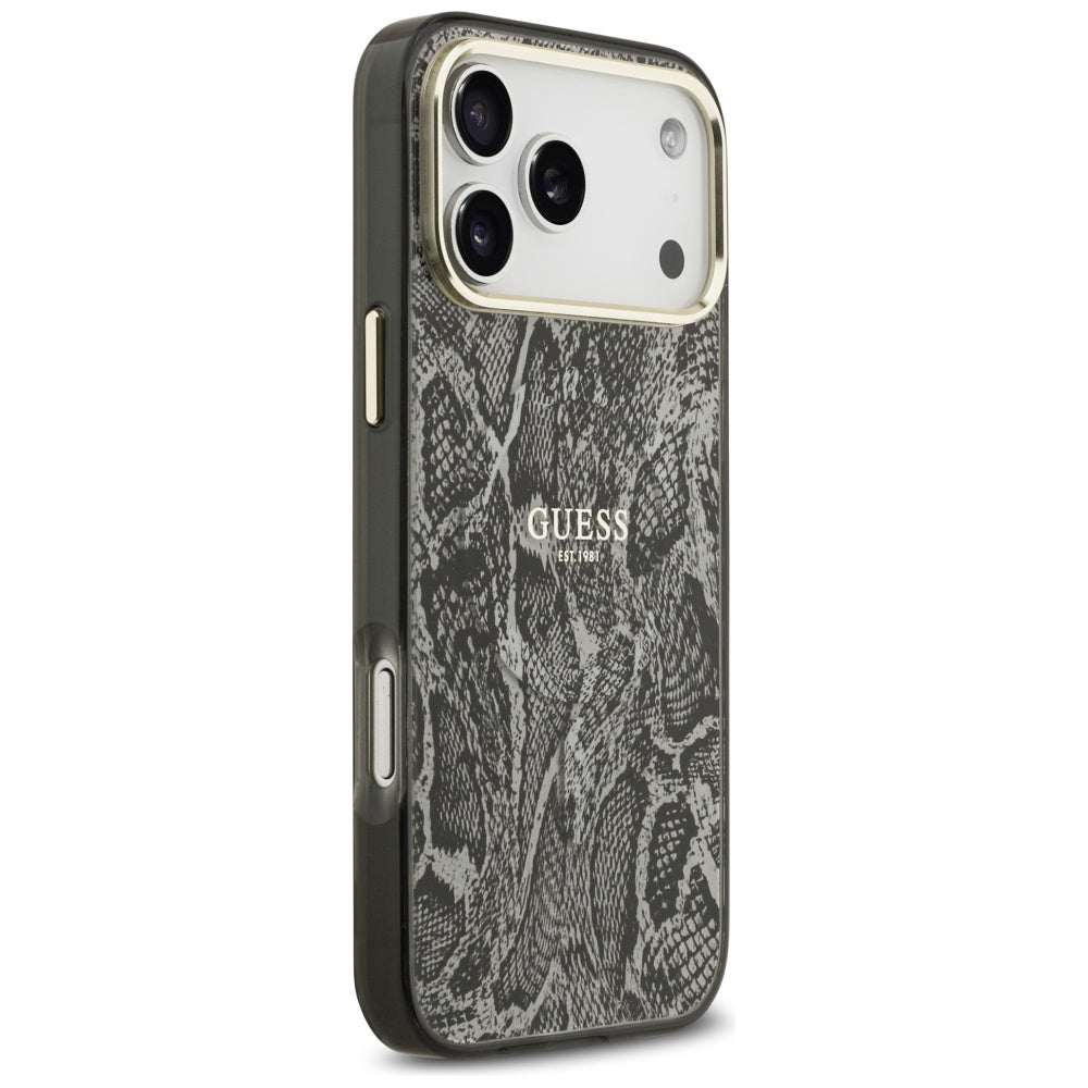 Coque MagSafe pour Apple iPhone 17 Pro Max, Guess, Motif Python, Noire