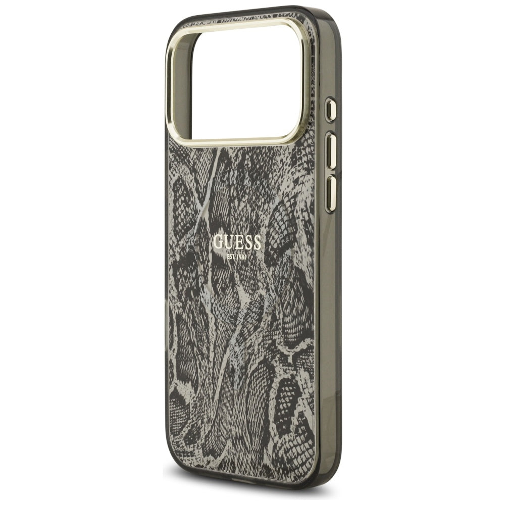 Coque MagSafe pour Apple iPhone 17 Pro Max, Guess, Motif Python, Noire