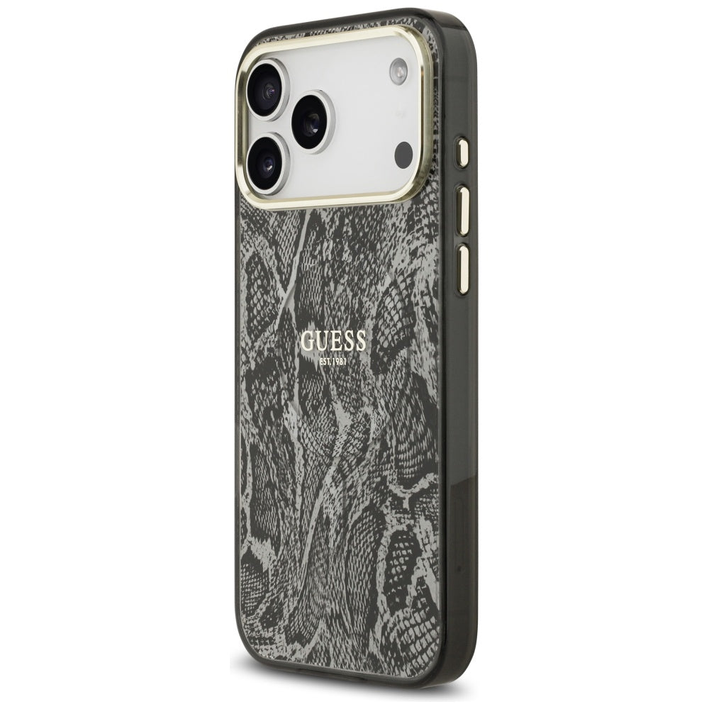 Coque MagSafe pour Apple iPhone 17 Pro Max, Guess, Motif Python, Noire