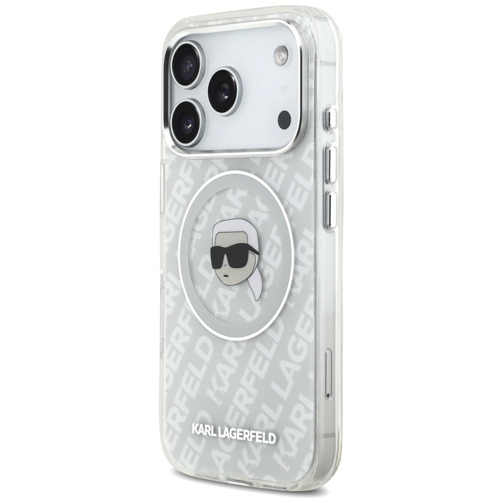 Housse MagSafe pour Apple iPhone 17 Pro Max, Karl Lagerfeld, IML Karl's Head, Gris