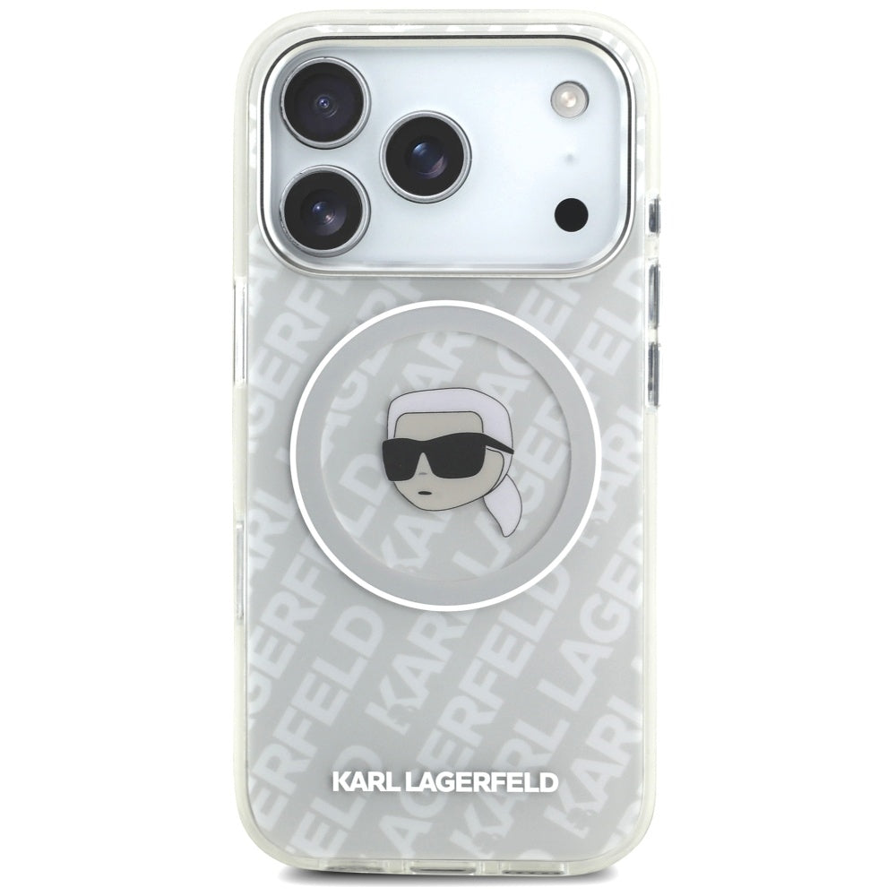 Housse MagSafe pour Apple iPhone 17 Pro Max, Karl Lagerfeld, IML Karl's Head, Gris