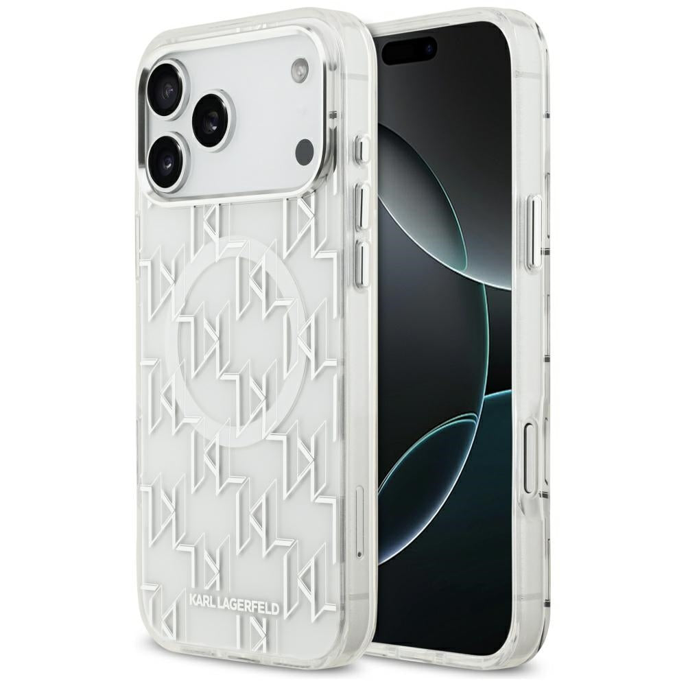 MagSafe Hülle für Apple iPhone 17 Pro Max, Karl Lagerfeld, IML KL Monogram, Weiß