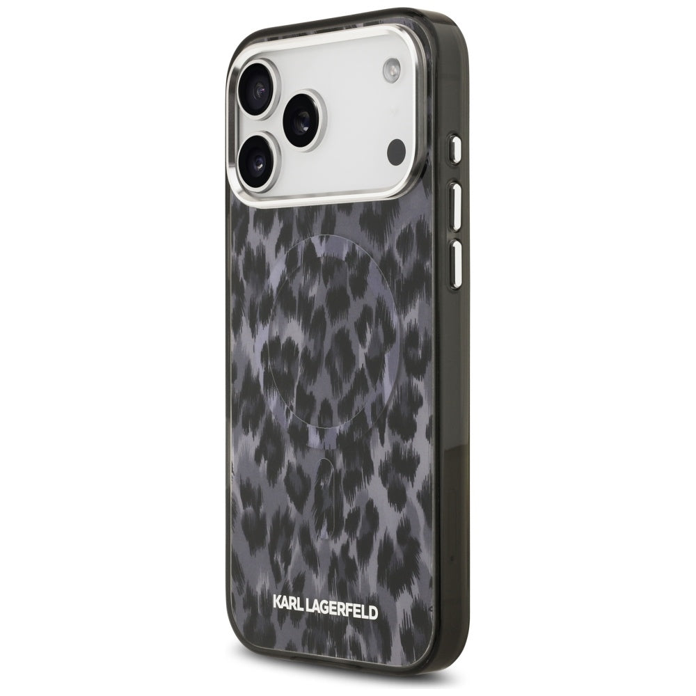 MagSafe Hülle für Apple iPhone 17 Pro Max, Karl Lagerfeld, IML Leopard Muster, Schwarz