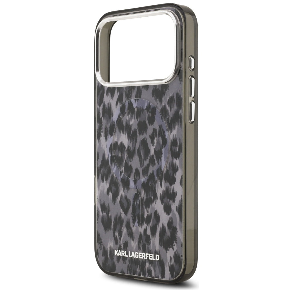 MagSafe Hülle für Apple iPhone 17 Pro Max, Karl Lagerfeld, IML Leopard Muster, Schwarz