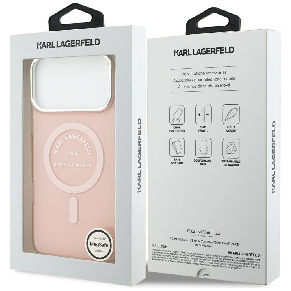 Housse MagSafe pour Apple iPhone 17 Pro Max, Karl Lagerfeld, IML Logo RSG, Rose
