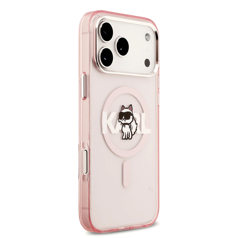 MagSafe Hülle für Apple iPhone 17 Pro Max, Karl Lagerfeld, IML Sketch Logo Choupette, Rosa
