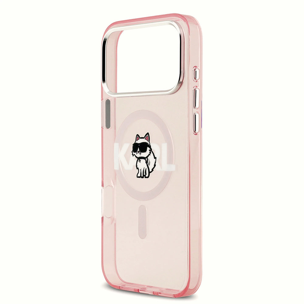 MagSafe Hülle für Apple iPhone 17 Pro Max, Karl Lagerfeld, IML Sketch Logo Choupette, Rosa