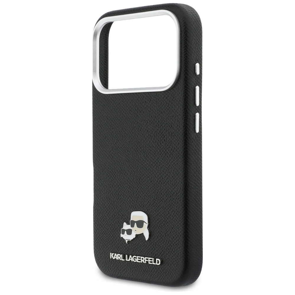 Coque MagSafe pour Apple iPhone 17 Pro Max, Karl Lagerfeld, Karl & Choupette Head's Pin, Noire