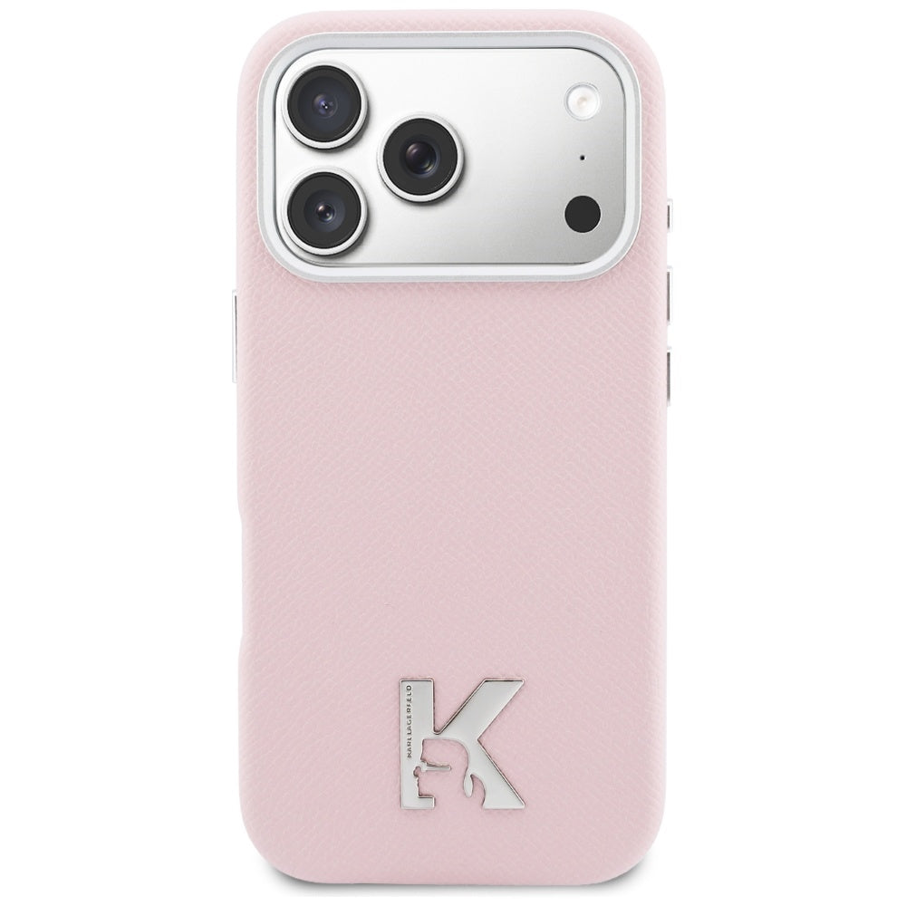 Étui MagSafe pour Apple iPhone 17 Pro Max, Karl Lagerfeld, logo Karl Head, Rose