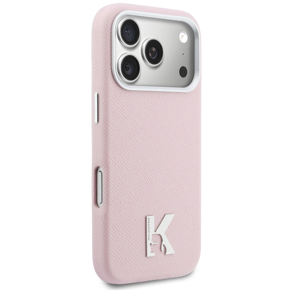 Étui MagSafe pour Apple iPhone 17 Pro Max, Karl Lagerfeld, logo Karl Head, Rose