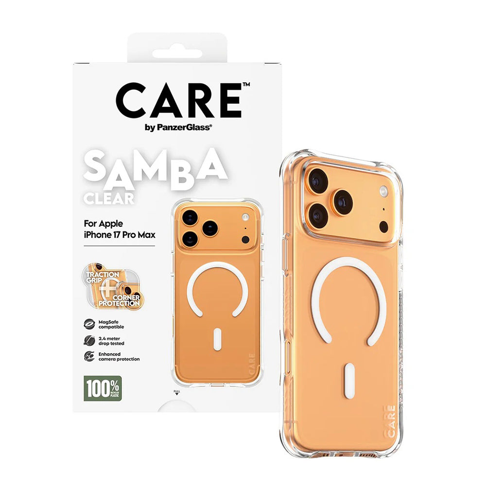Coque MagSafe pour Apple iPhone 17 Pro Max, PanzerGlass, Care Fashionable, Transparente Blanche