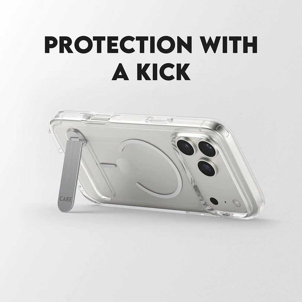 MagSafe Hülle für Apple iPhone 17 Pro Max, PanzerGlass, Care Feature Kickstand, Transparent Weiß