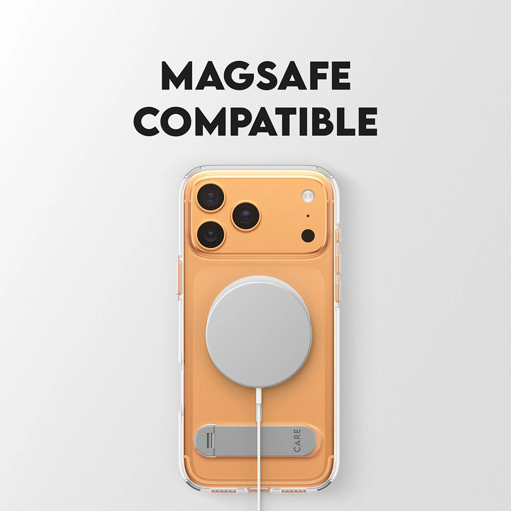 MagSafe Hülle für Apple iPhone 17 Pro Max, PanzerGlass, Care Feature Kickstand, Transparent Weiß