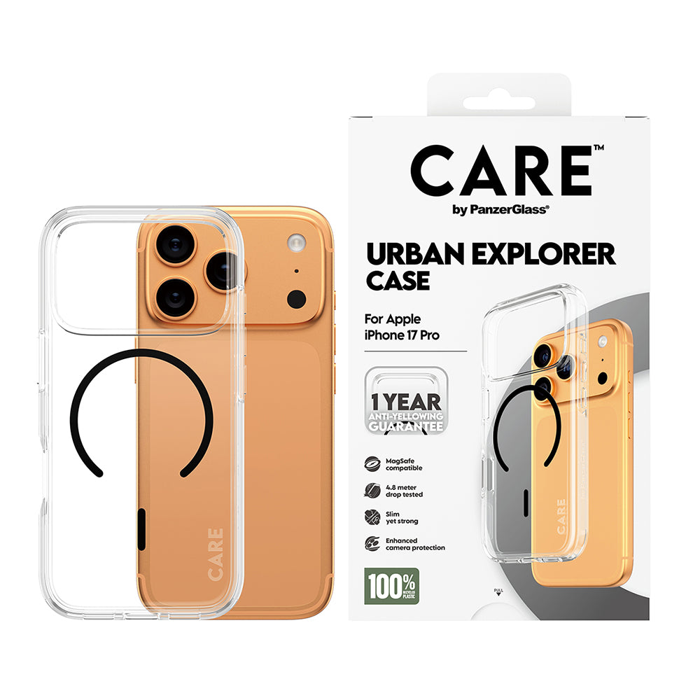 Étui MagSafe pour Apple iPhone 17 Pro Max, PanzerGlass, Care Urban Explorer, Transparent Noir