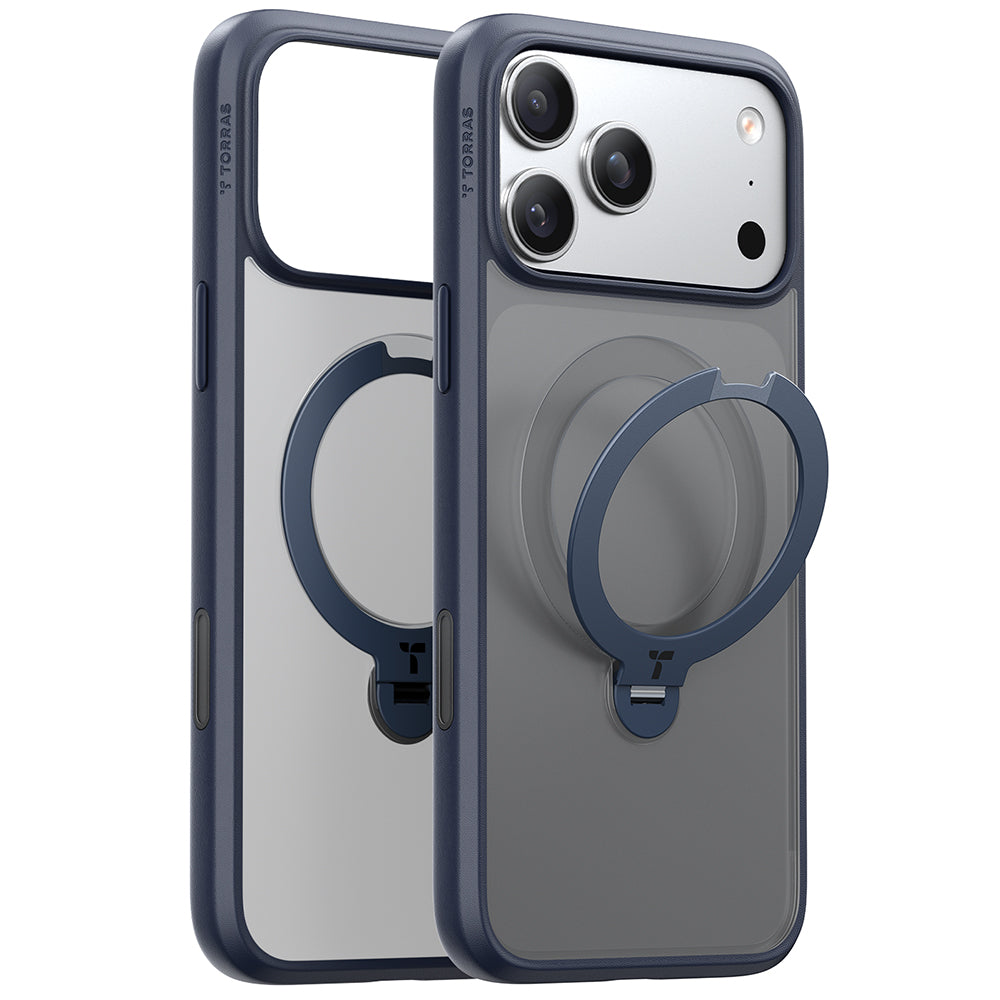 MagSafe Case for Apple iPhone 17 Pro Max, Torras, Ostand Spin, Navy Blue