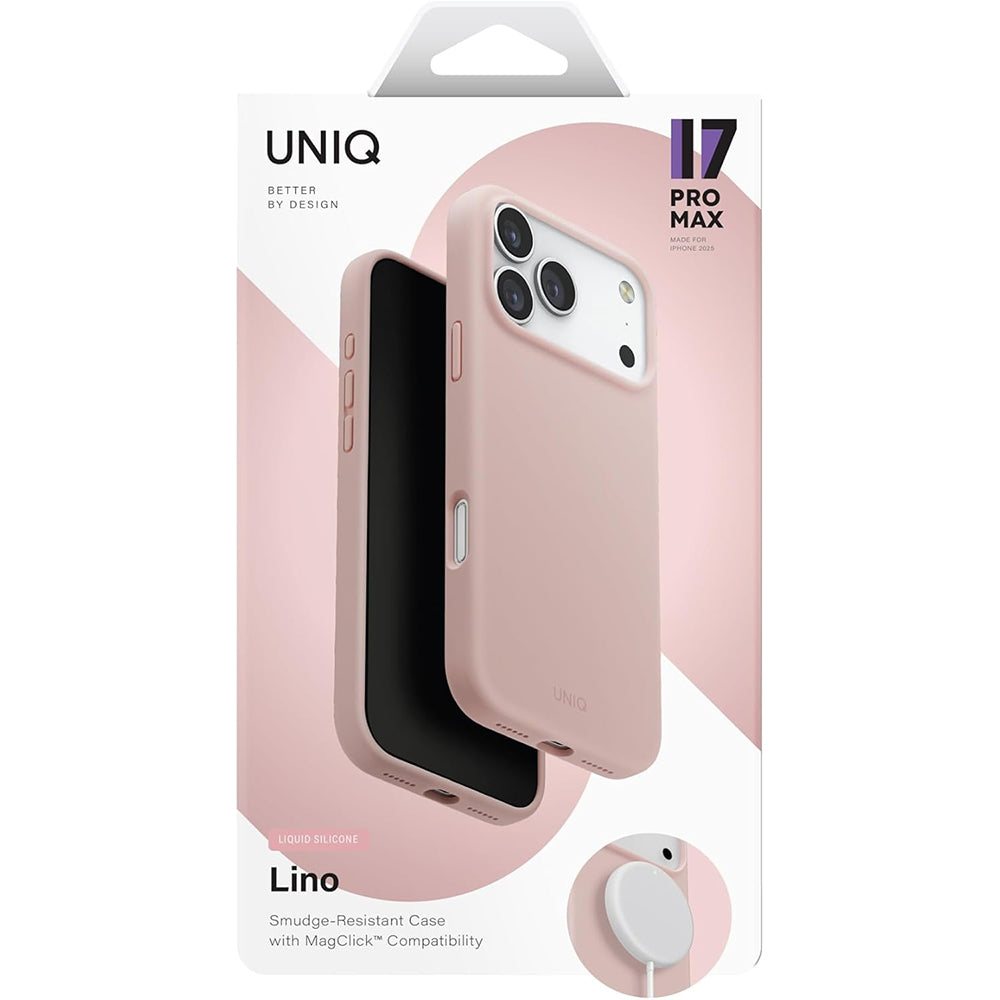 MagSafe Case for Apple iPhone 17 Pro Max, UNIQ, Lino MagClick, Pink