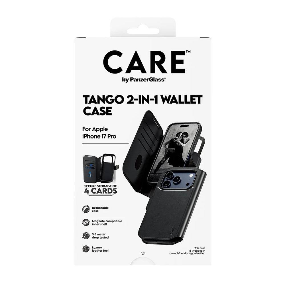 Étui MagSafe pour Apple iPhone 17 Pro, PanzerGlass, Fonction Care Tango Two-in-One, Noir
