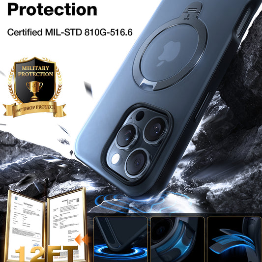 Coque MagSafe pour Apple iPhone 17 Pro, Torras, Ostand Spin, Bleue