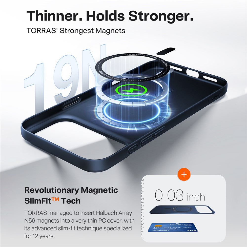 Coque MagSafe pour Apple iPhone 17 Pro, Torras, SlimFit, Bleu Marine