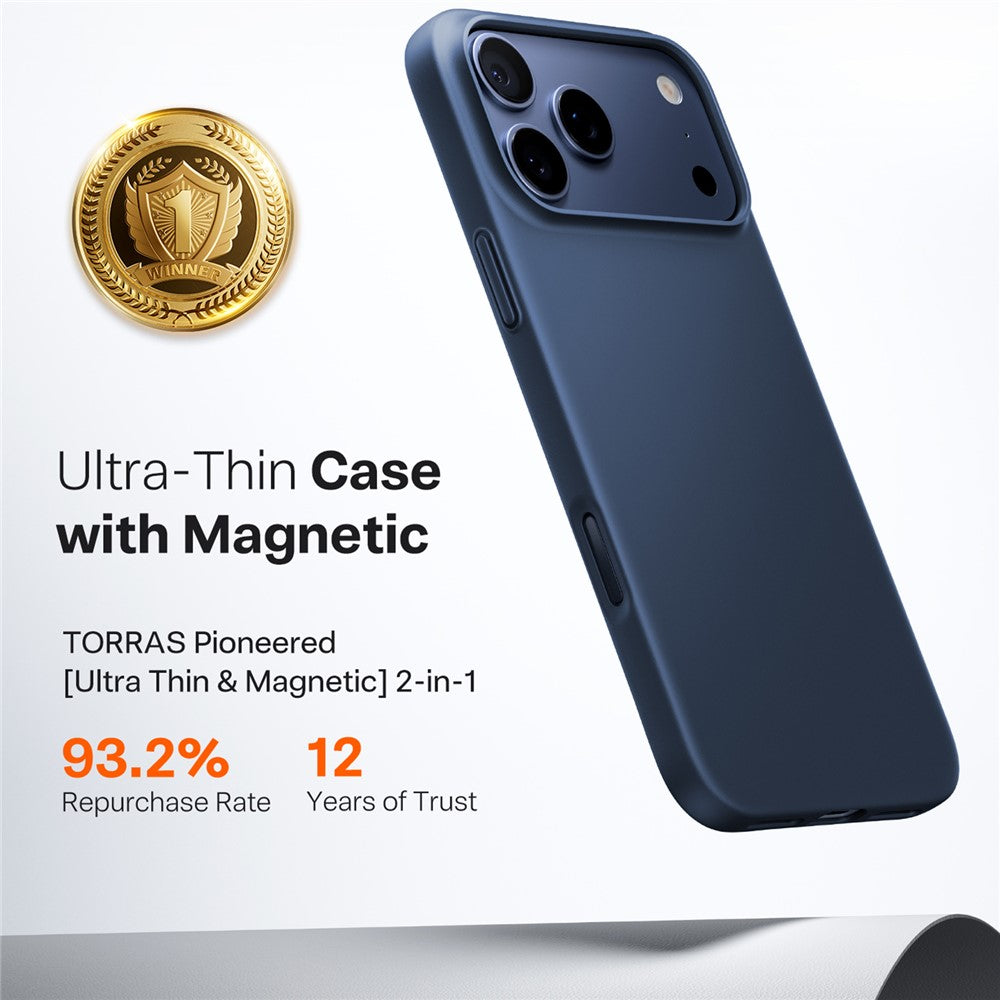 Coque MagSafe pour Apple iPhone 17 Pro, Torras, SlimFit, Bleu Marine