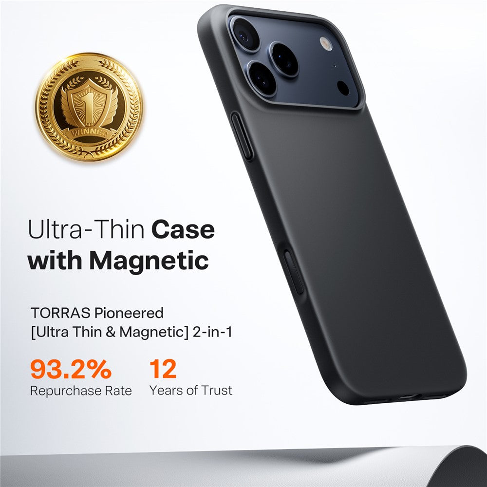 Étui MagSafe pour Apple iPhone 17 Pro, Torras, SlimFit, Noir