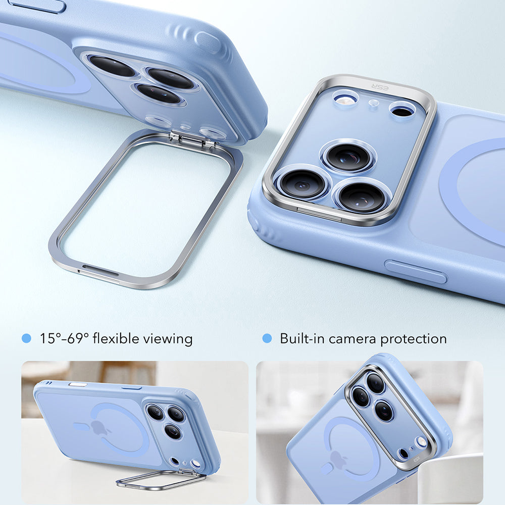 Coque MagSafe pour Apple iPhone 18 Pro / 17 Pro, ESR, Classic Hybrid Kickstand, Bleu Satiné
