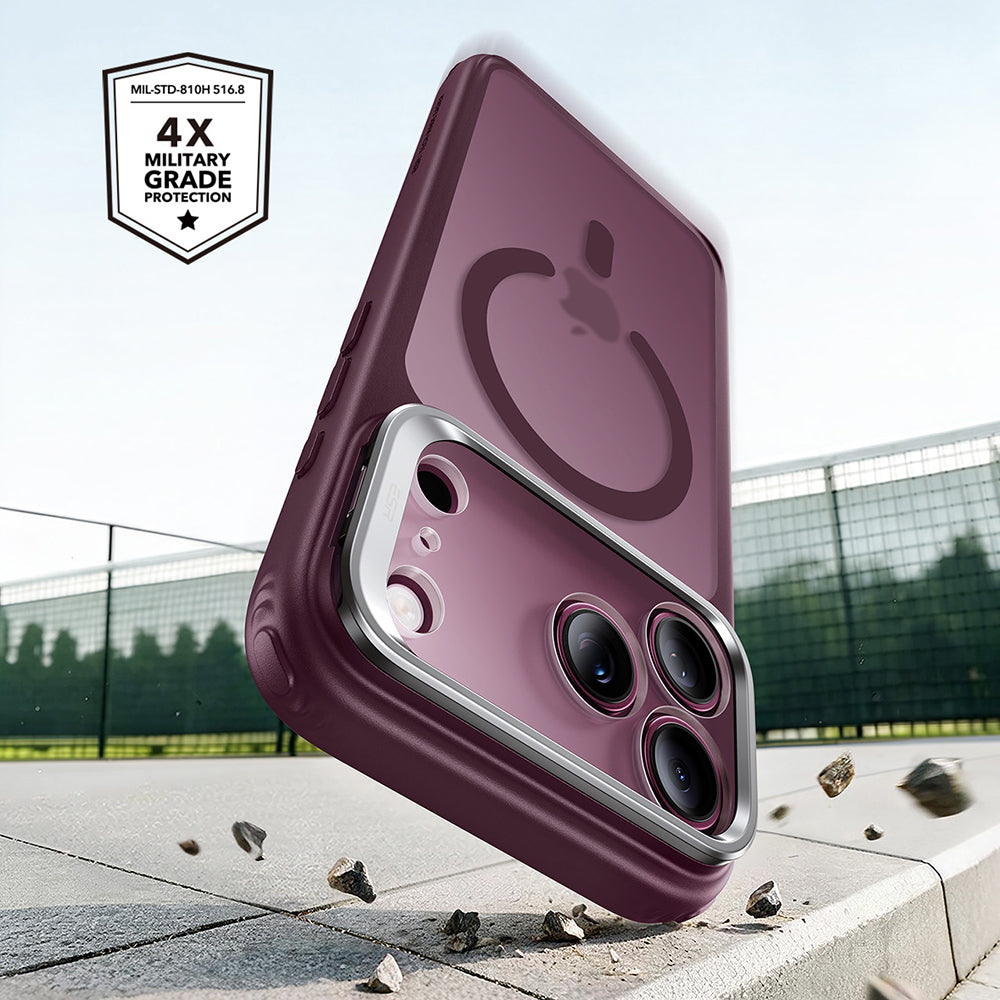Coque MagSafe pour Apple iPhone 18 Pro / 17 Pro, ESR, Classic Hybrid Kickstand, Bordeaux Foncé Satiné