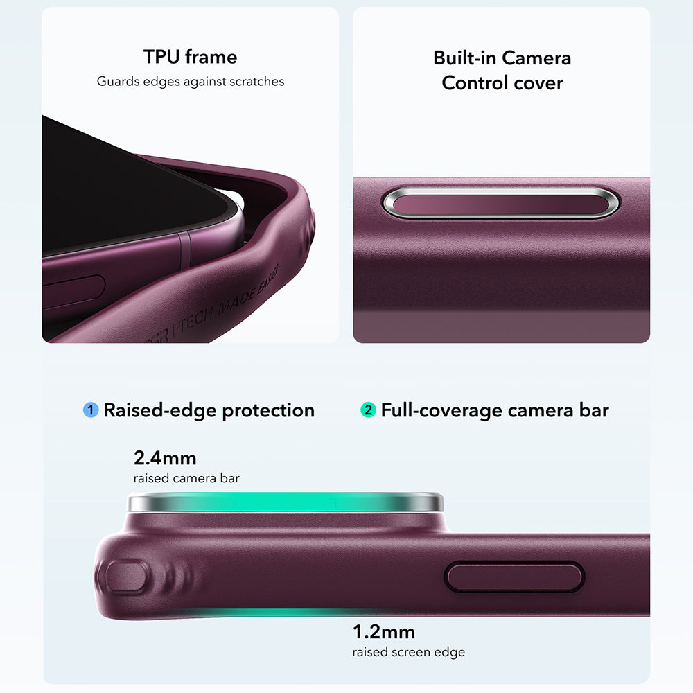 Coque MagSafe pour Apple iPhone 18 Pro / 17 Pro, ESR, Classic Hybrid Kickstand, Bordeaux Foncé Satiné