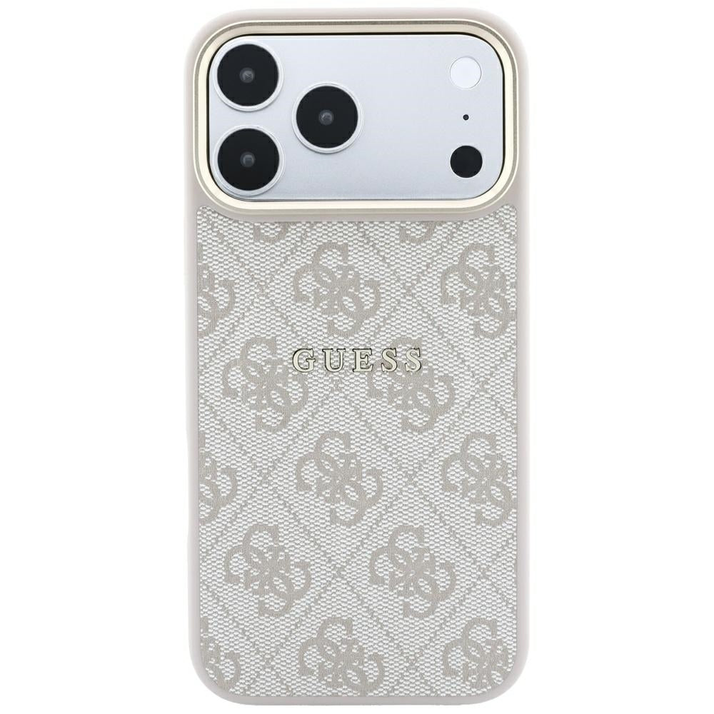 Coque MagSafe pour Apple iPhone 18 Pro / 17 Pro, Guess, 4G Embossed Ring Classic Logo, rose
