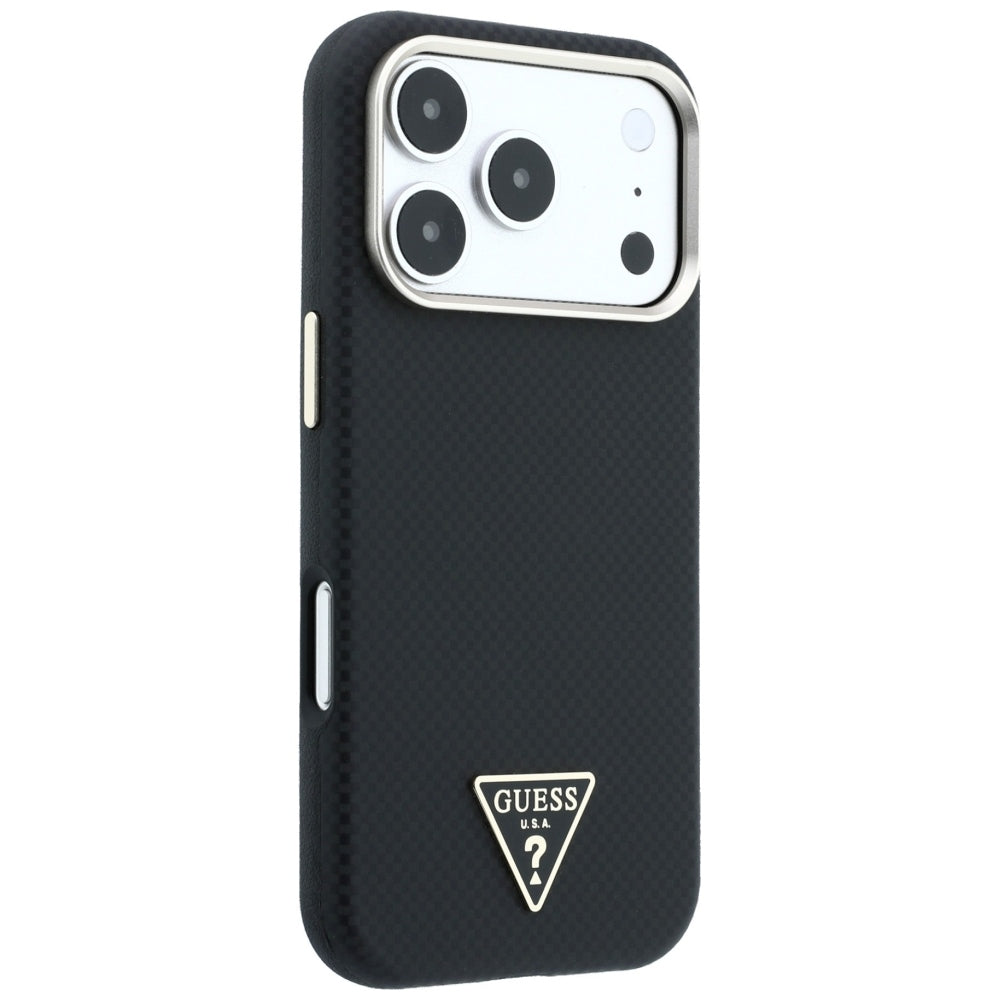 MagSafe Case for Apple iPhone 18 Pro / 17 Pro, Guess, Kevlar Triangle Logo, Black