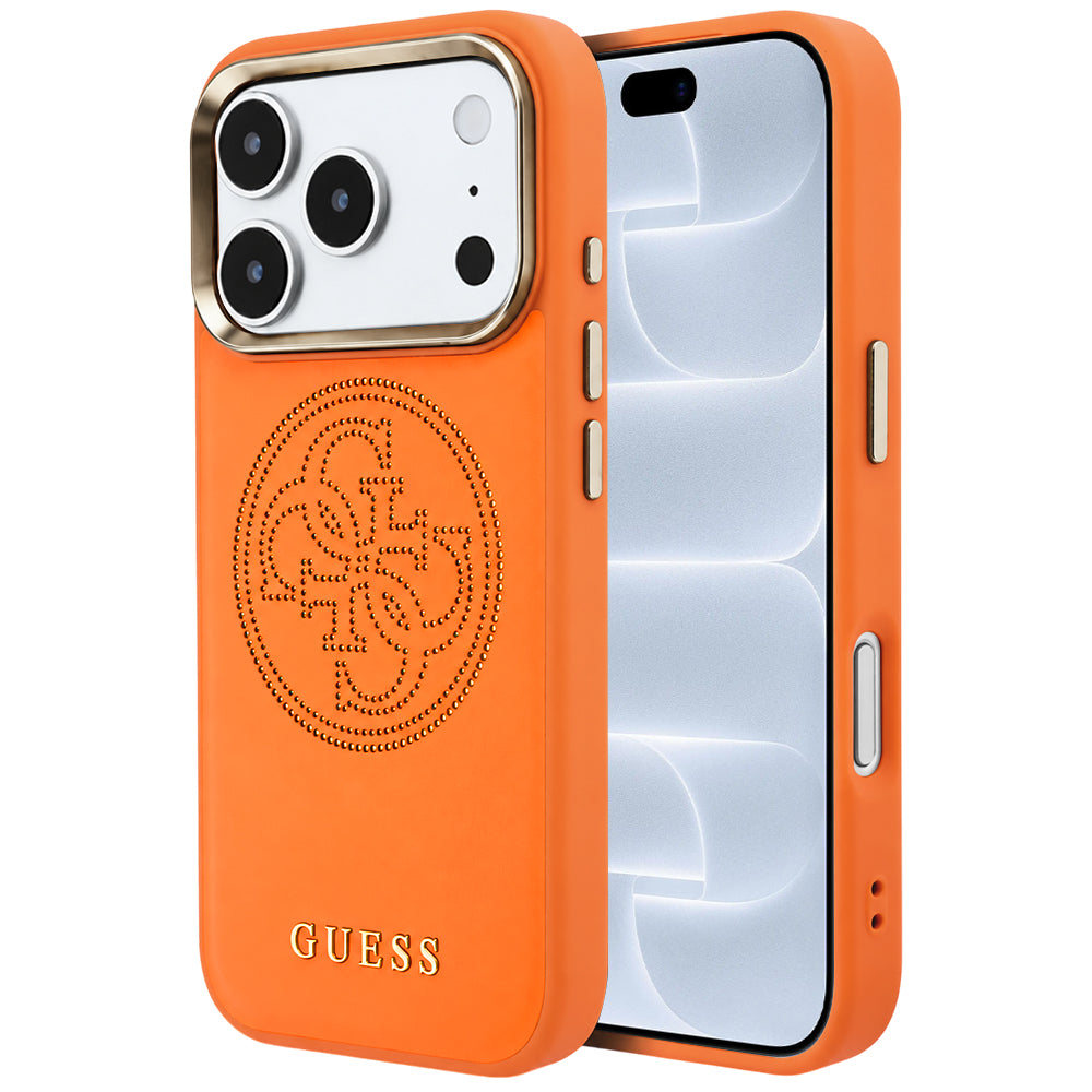 MagSafe-Hülle für Apple iPhone 18 Pro / 17 Pro, Guess, Perforated 4G, Orange