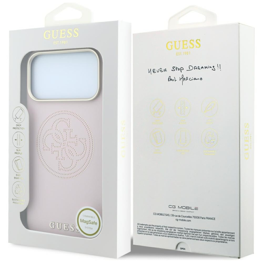 MagSafe-Hülle für Apple iPhone 18 Pro / 17 Pro, Guess, Perforated 4G, Rosa