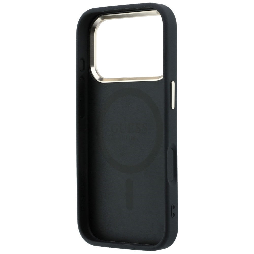 Coque MagSafe pour Apple iPhone 18 Pro / 17 Pro, Guess, Saffiano Small 4G Classic, Noire
